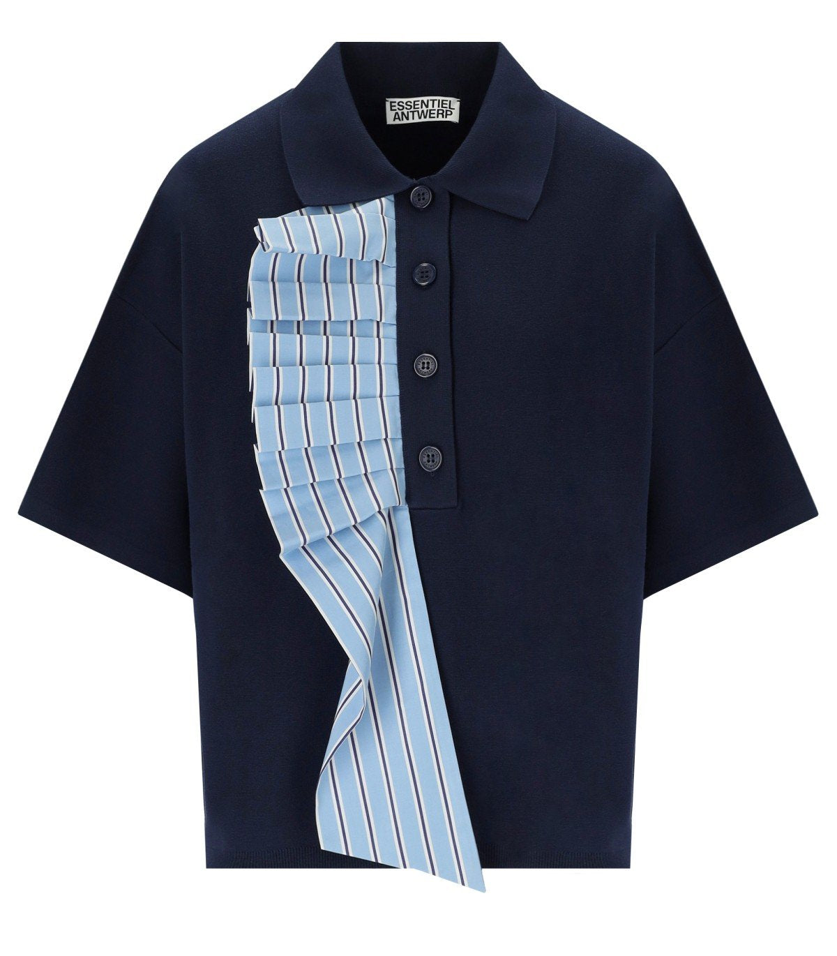 ESSENTIEL ANTWERP JUMBLE NAVY BLUE POLO SHIRT