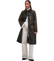 BARBOUR EVETTE WAX GREEN LONG JACKET
