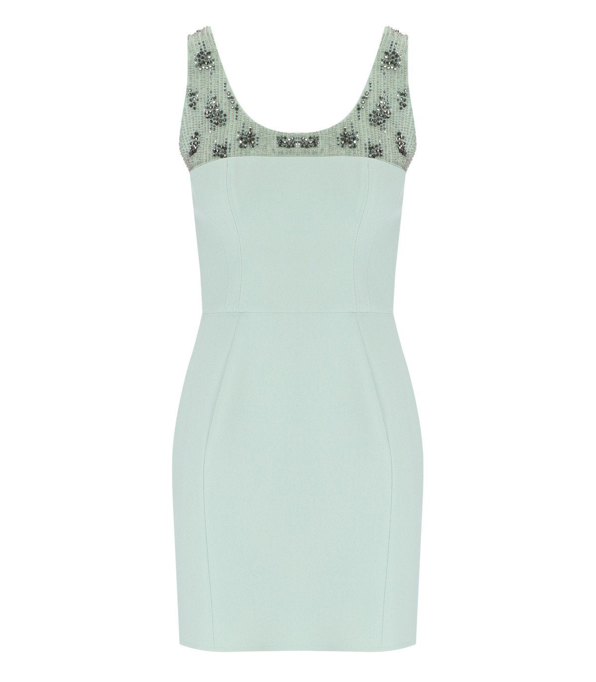 ELISABETTA FRANCHI ACQUA DRESS WITH PEARLS