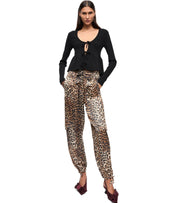 GANNI SATIN ANIMAL PRINT PANTS