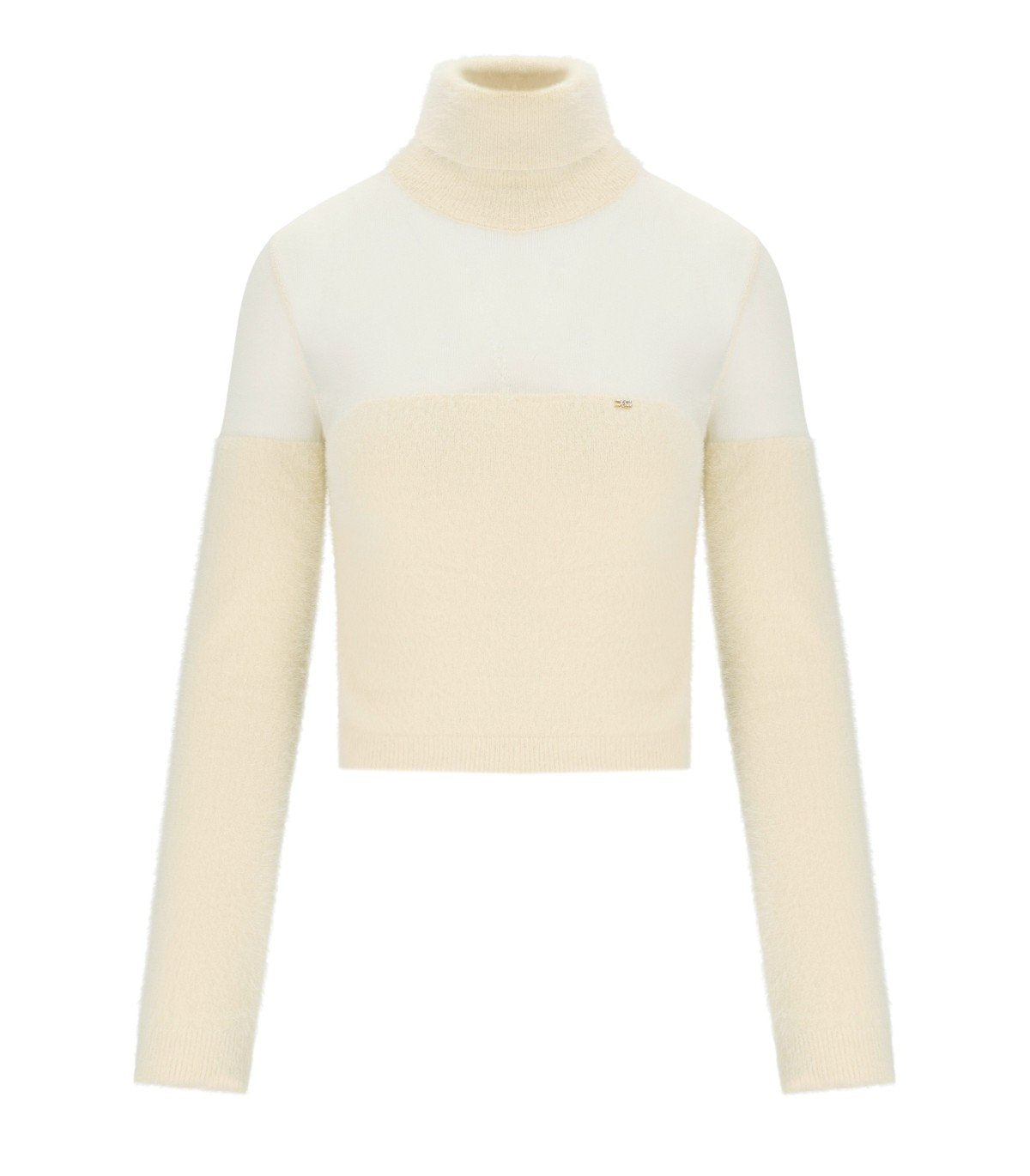 ELISABETTA FRANCHI MILK CROPPED TURTLENECK SWEATER