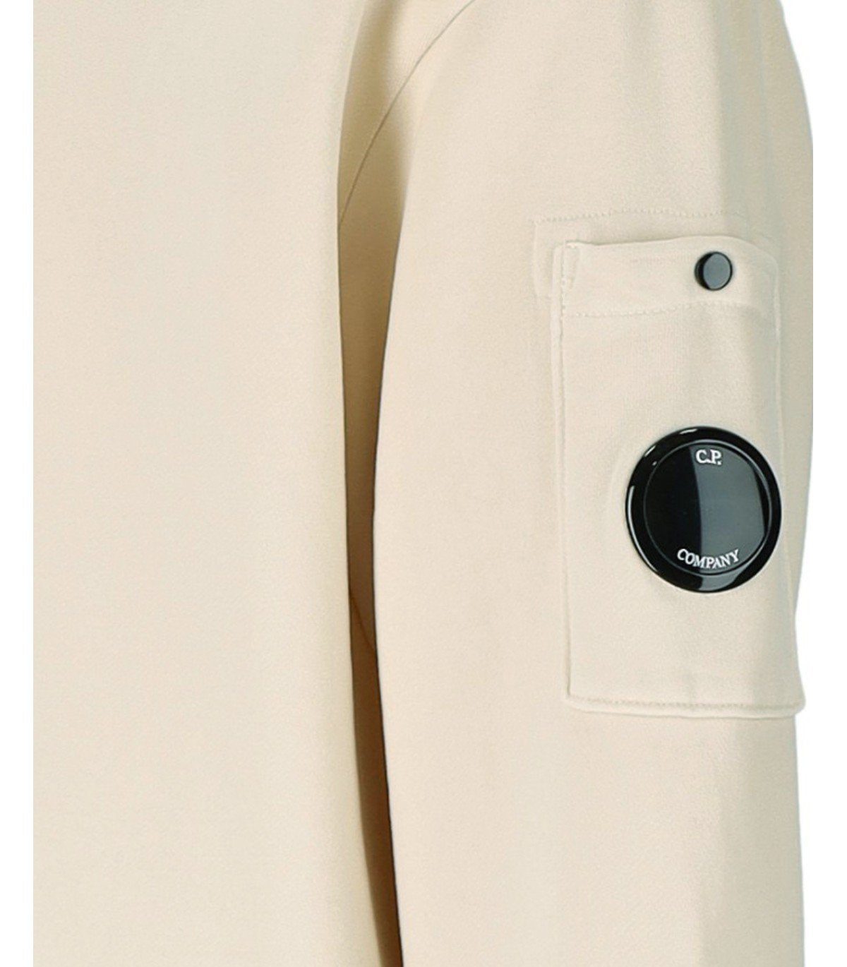 C.P. COMPANY DIAGONAL FLEECE BOXY CREME HOODIE