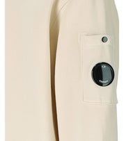C.P. COMPANY DIAGONAL FLEECE BOXY CREME HOODIE