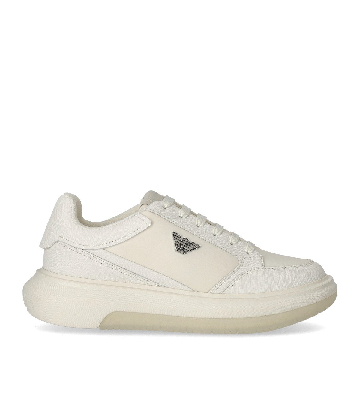 EMPORIO ARMANI SAFFIANO WHITE SNEAKER