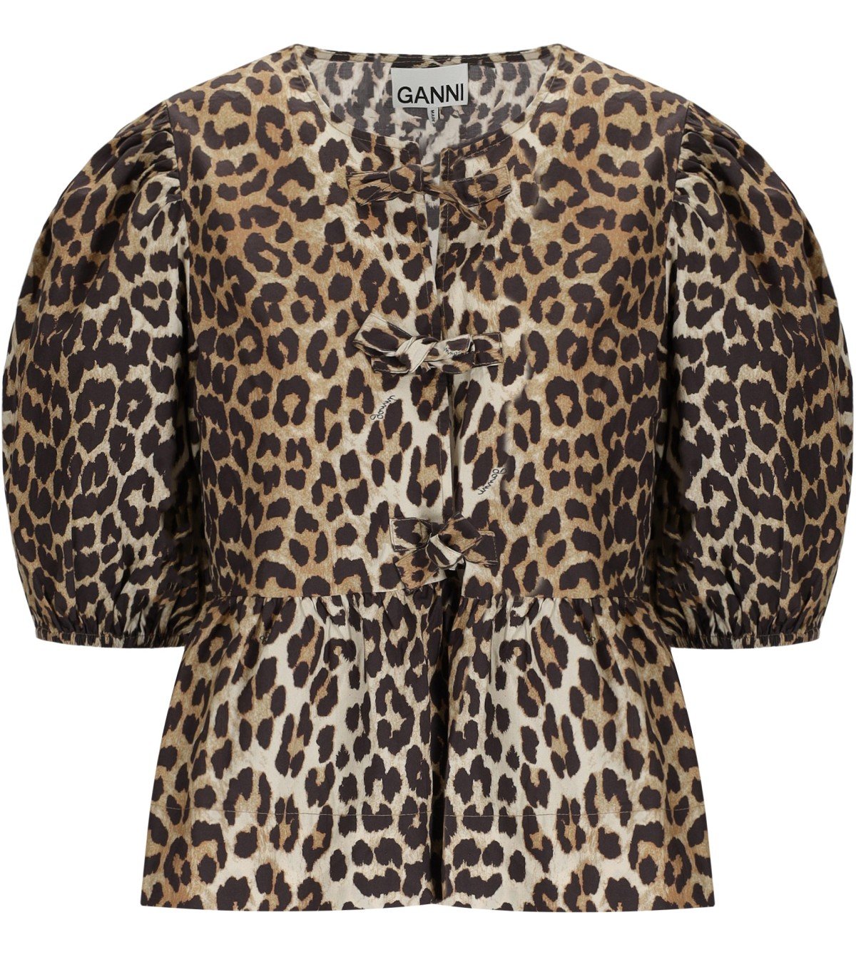 GANNI PEPLUM BLUSE MIT ANIMALDRUCK