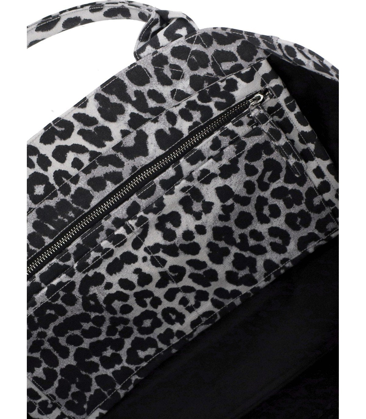 GANNI GRAUE SHOPPERTASCHE MIT LEOPARDDRÜCK