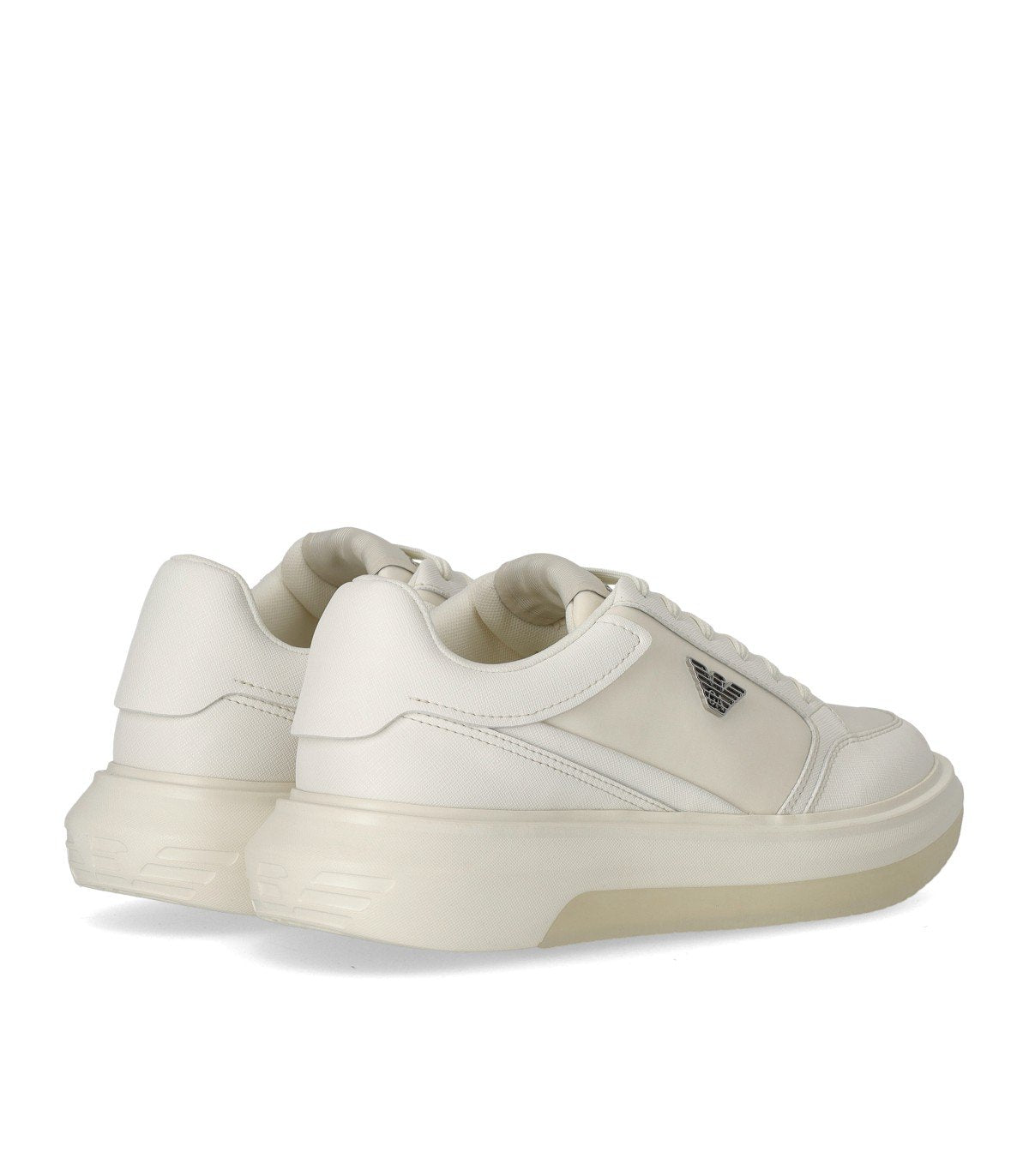 EMPORIO ARMANI SAFFIANO WHITE SNEAKER