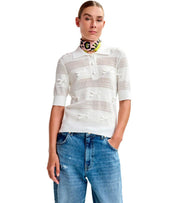 ESSENTIEL ANTWERP JARTS IVORY KNITTED POLOSHIRT