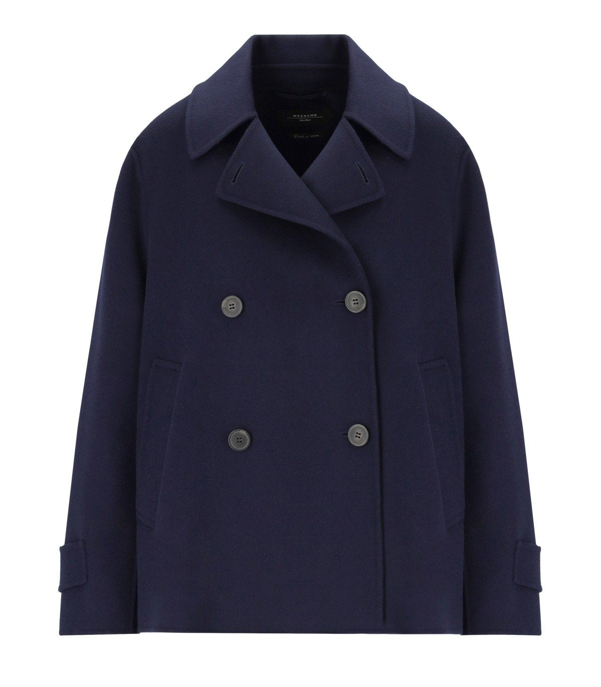 MAX MARA WEEKEND AFONE BLUE DOUBLE-BREASTED CABAN