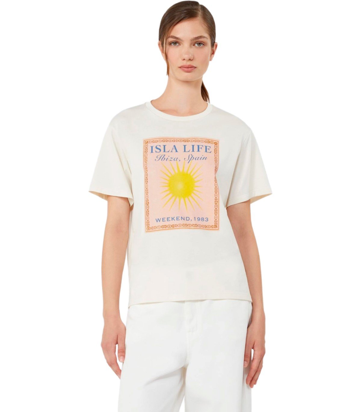 MAX MARA WEEKEND PANTERA ECRU T-SHIRT