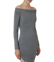 ELISABETTA FRANCHI STEEL KNITTED MIDI DRESS