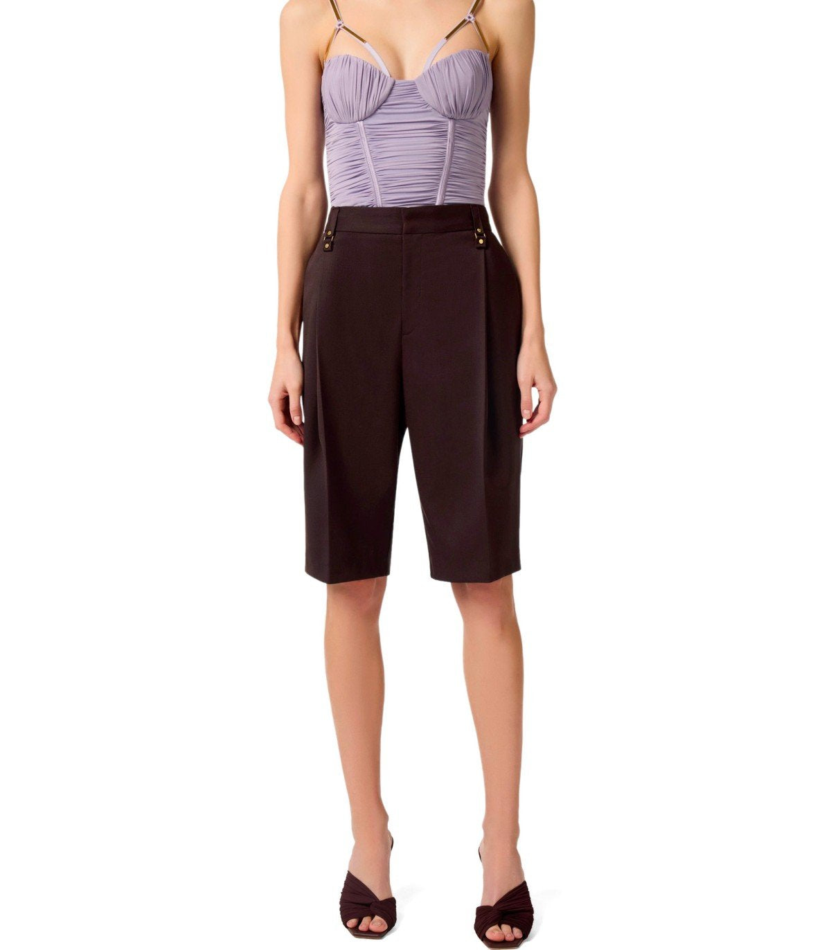 ELISABETTA FRANCHI BROWN BERMUDA SHORTS