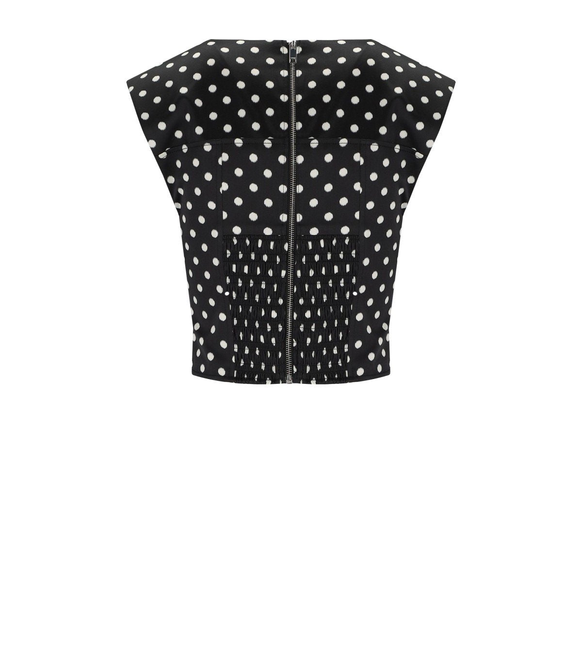 GANNI BLACK POLKA-DOT CORSET TOP