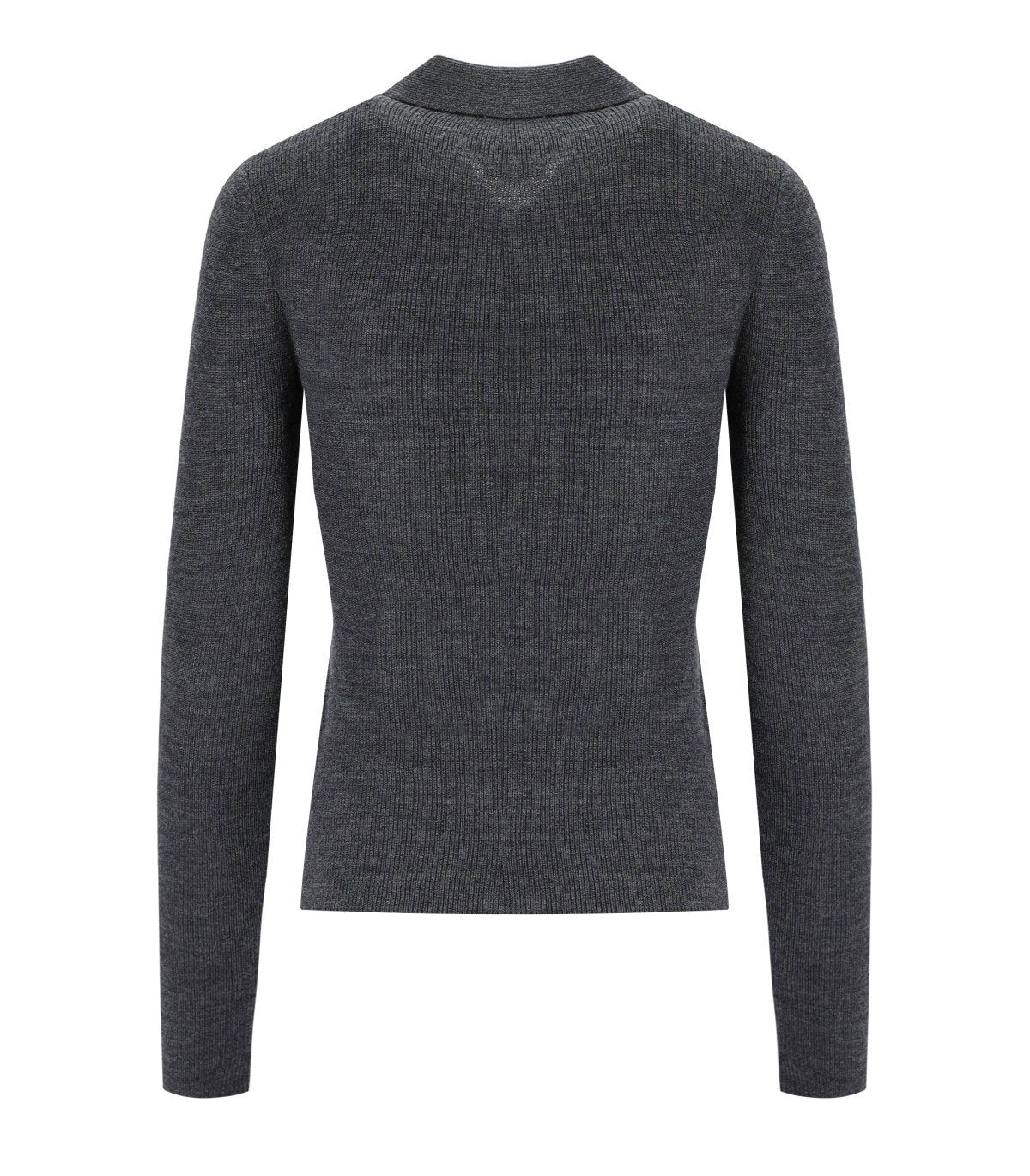 GANNI GREY JACQUARD POLO SWEATER