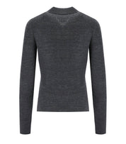 GANNI GREY JACQUARD POLO SWEATER