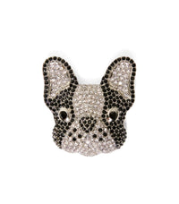 MAX MARA WEEKEND PERLE BULLDOG BLACK AND WHITE BROOCH