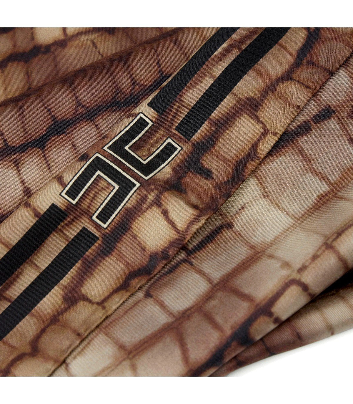 ELISABETTA FRANCHI BROWN ALLIGATOR PRINT FOULARD SCARF