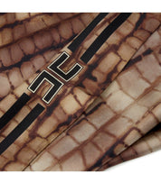 ELISABETTA FRANCHI BROWN ALLIGATOR PRINT FOULARD SCARF