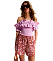 ESSENTIEL ANTWERP JORTON BROWN AND PINK SHORTS