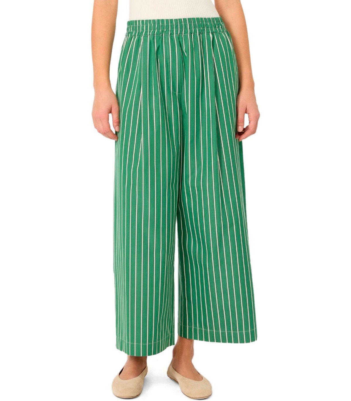 PANTALONE A RIGHE CRESTA BIANCO VERDE MAX MARA WEEKEND