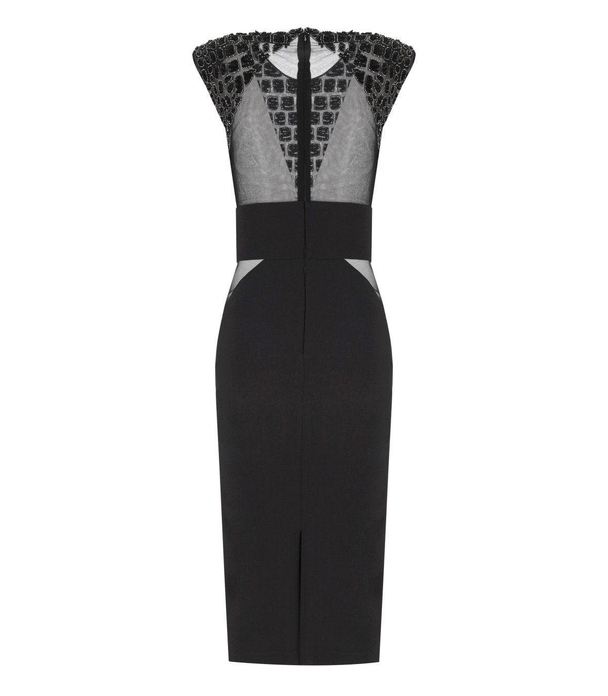 ELISABETTA FRANCHI BLACK MIDI DRESS WITH SEQUINS