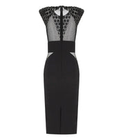 ELISABETTA FRANCHI BLACK MIDI DRESS WITH SEQUINS