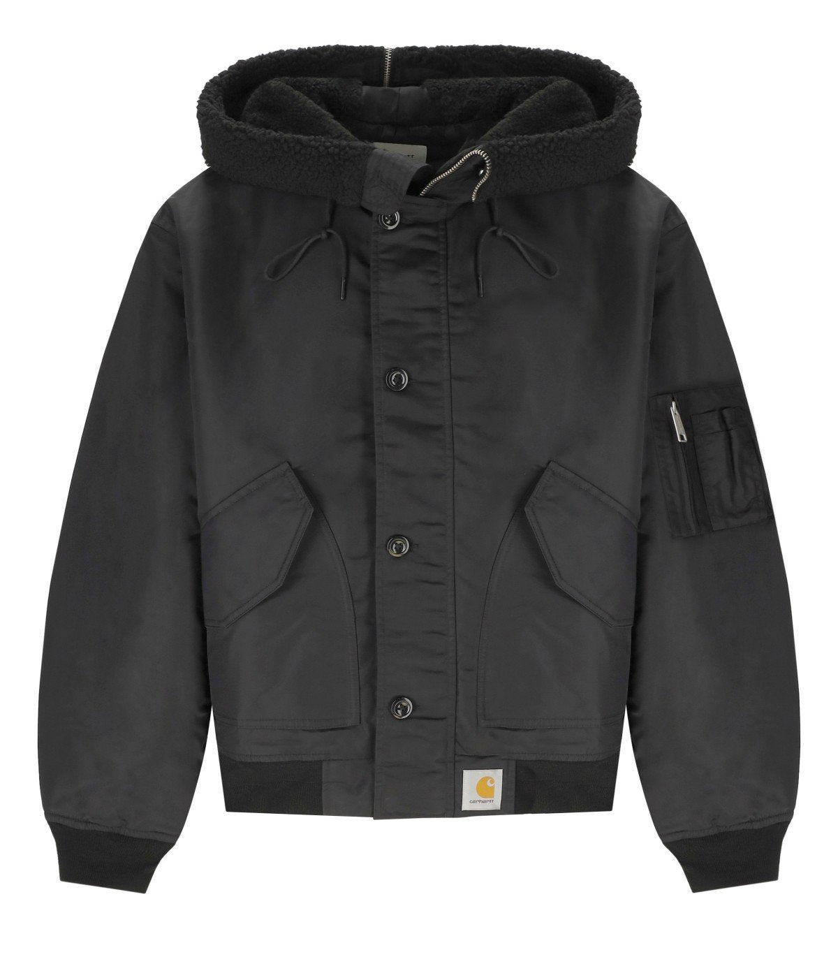 CARHARTT WIP OLTERO BLACK HOODED BOMBER JACKET