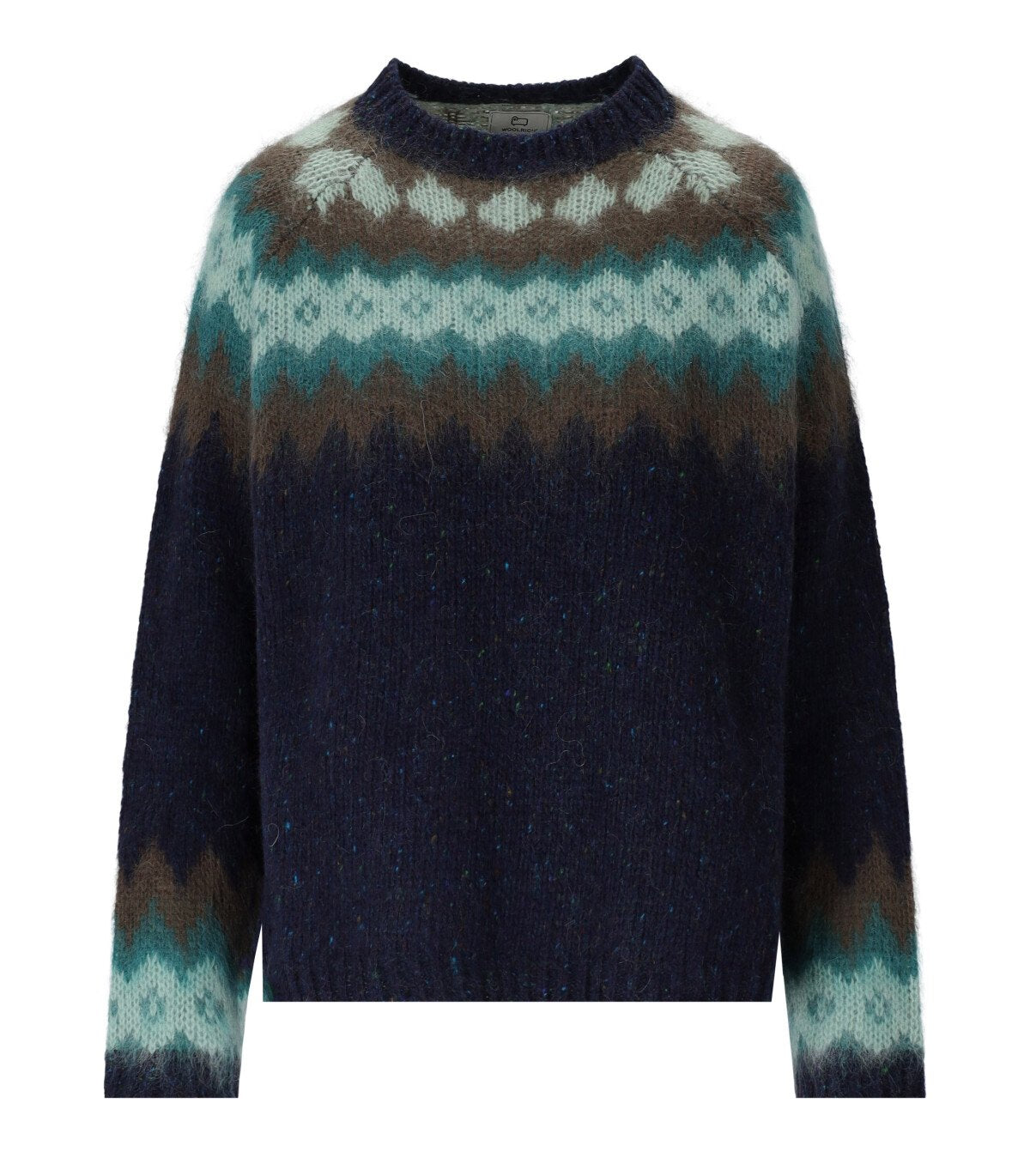 WOOLRICH FAIRISLE BLAUER RUNDHALSPULLOVER
