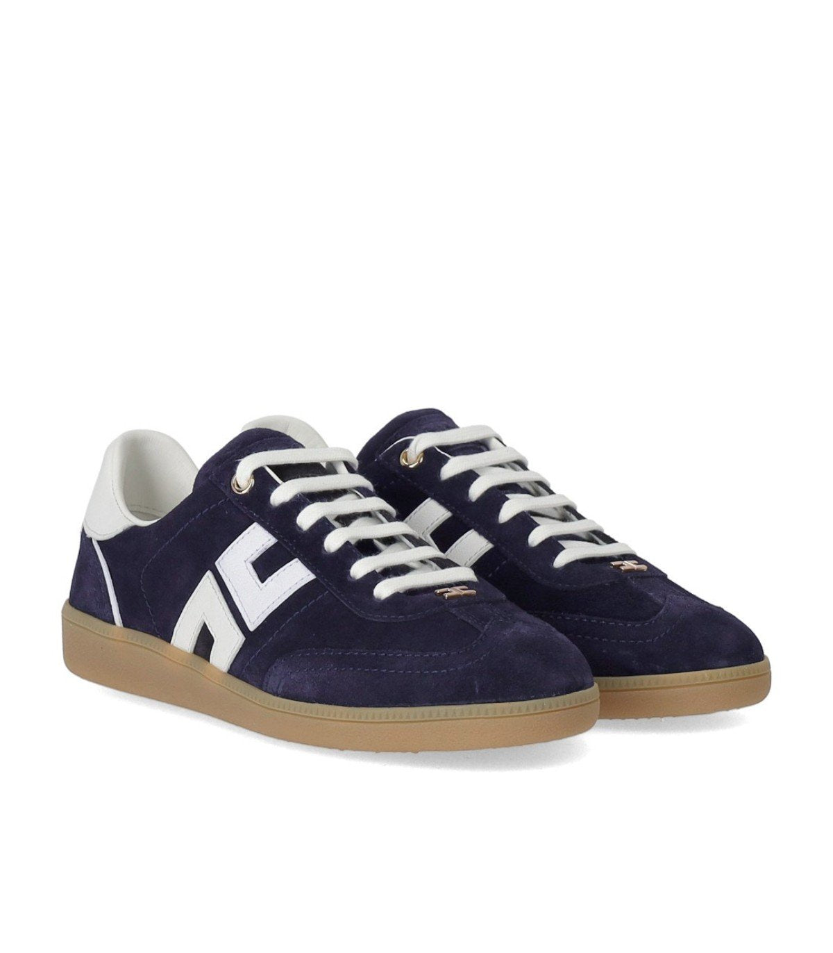 ELISABETTA FRANCHI OLTREMARE AVORIO SNEAKER WITH LOGO