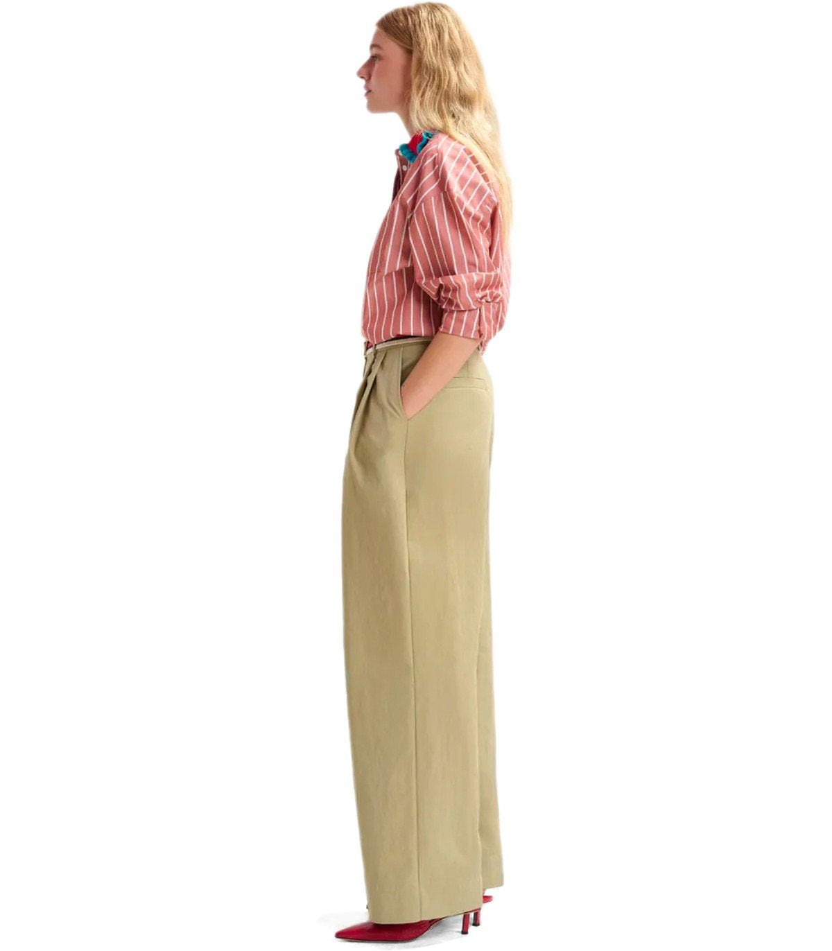 ESSENTIEL ANTWERP JAMMER BEIGE WIDE LEG HOSE