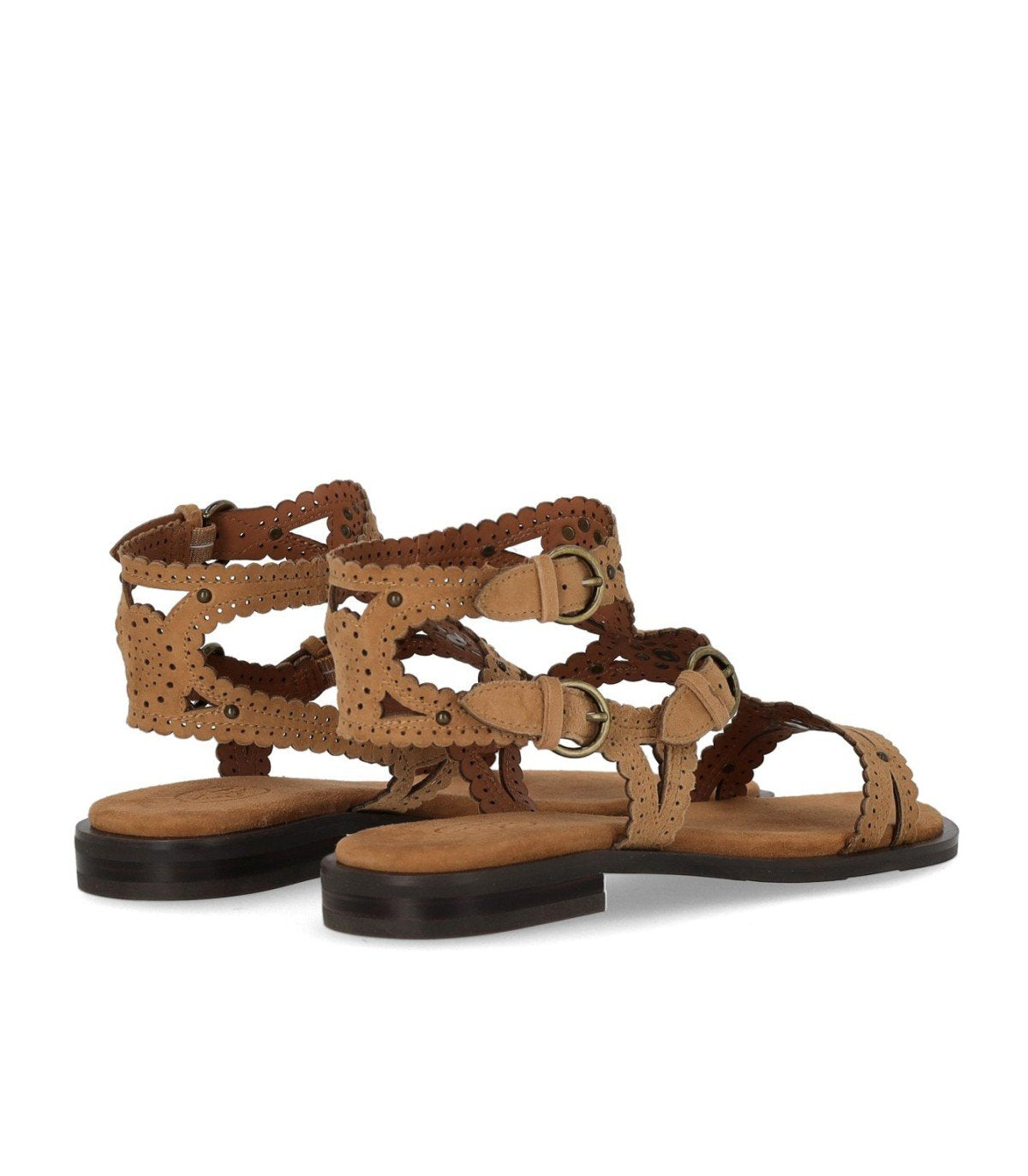 ASH PAPRIKA STUDS CAMEL FLAT SANDAL