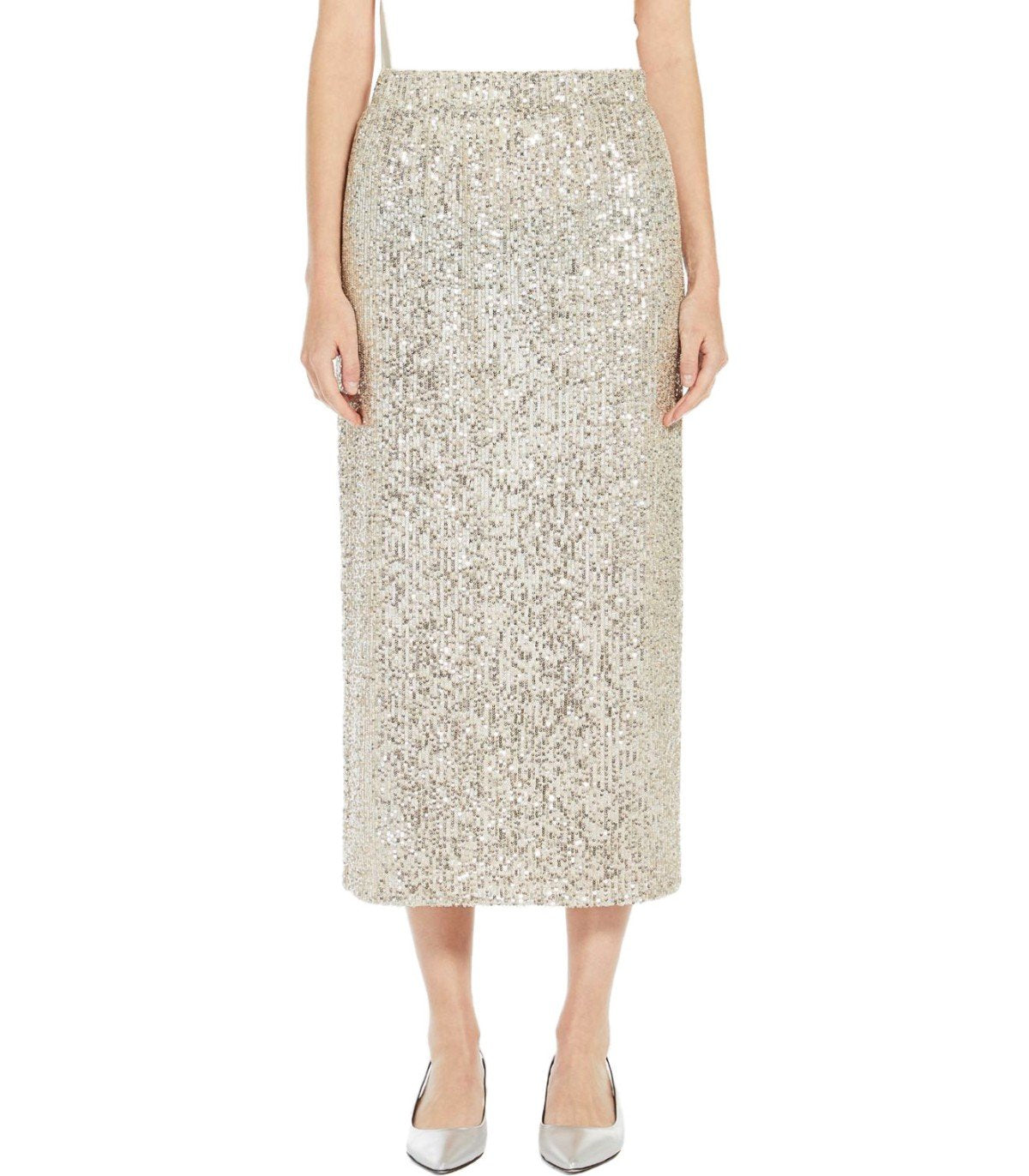 MAX MARA WEEKEND OTTELIA SILVER SEQUINS SKIRT