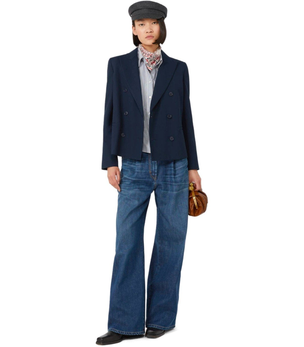 MAX MARA WEEKEND TAPPETO BLUE DOUBLE-BREASTED BLAZER