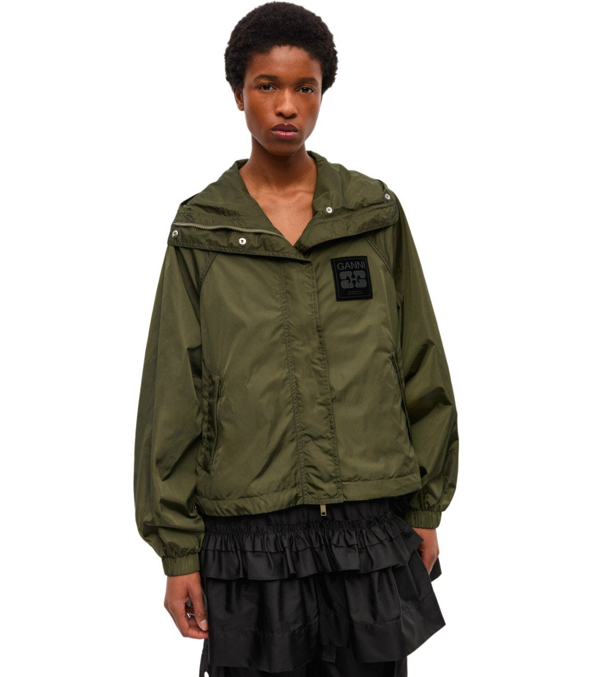 GANNI GREEN HOODED JACKET
