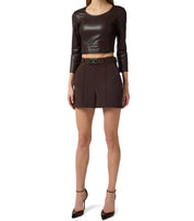 ELISABETTA FRANCHI BROWN BELTED SHORTS