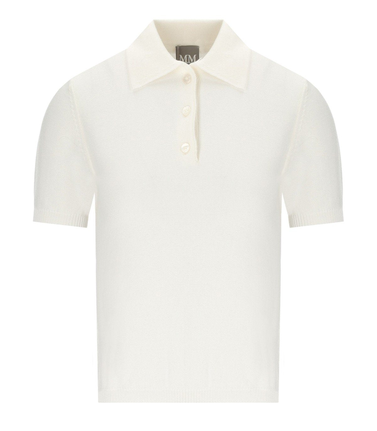 MM MAX MARA CARIOCA WHITE KNITTED POLO-SHIRT