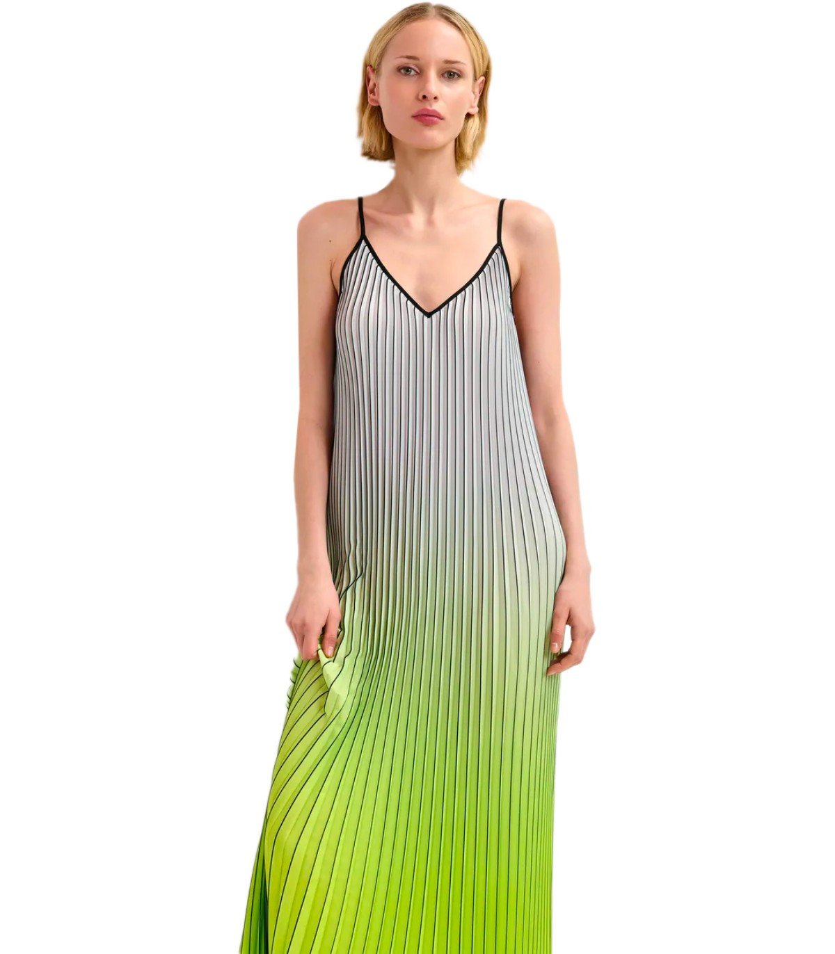 essentiel antwerp green dress Green V-neck maxi-length dress