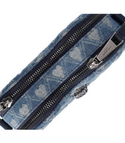 KURT GEIGER KENSINGTON HEART DENIM CROSSBODY BAG