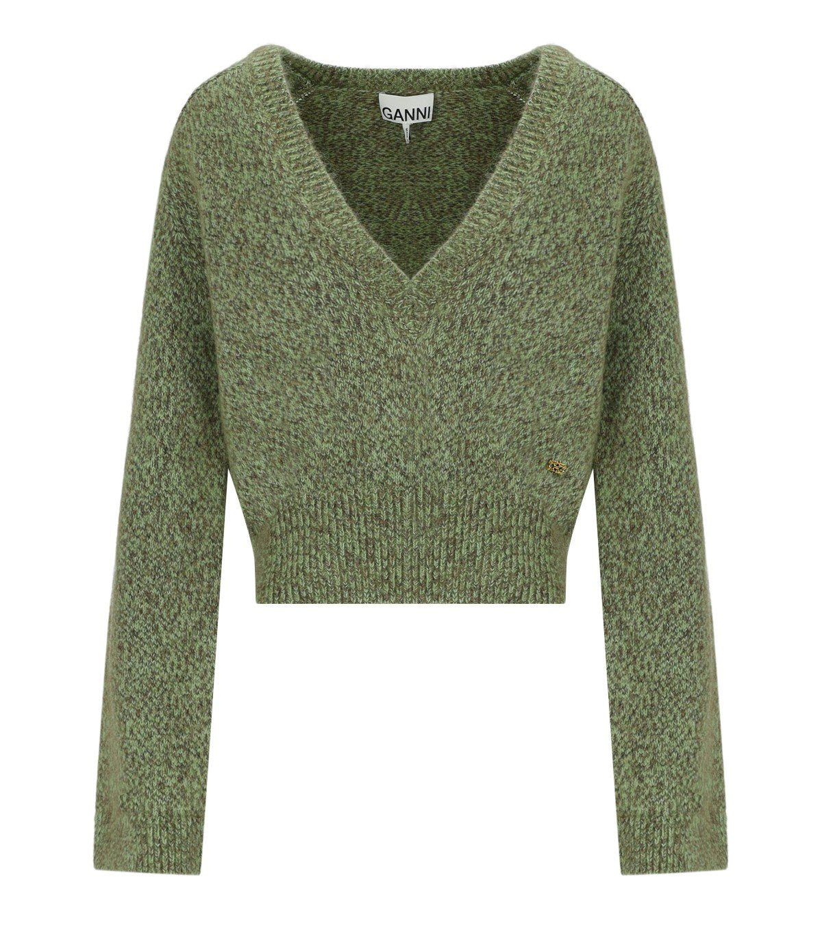 GANNI MELANGE GREEN SWEATER