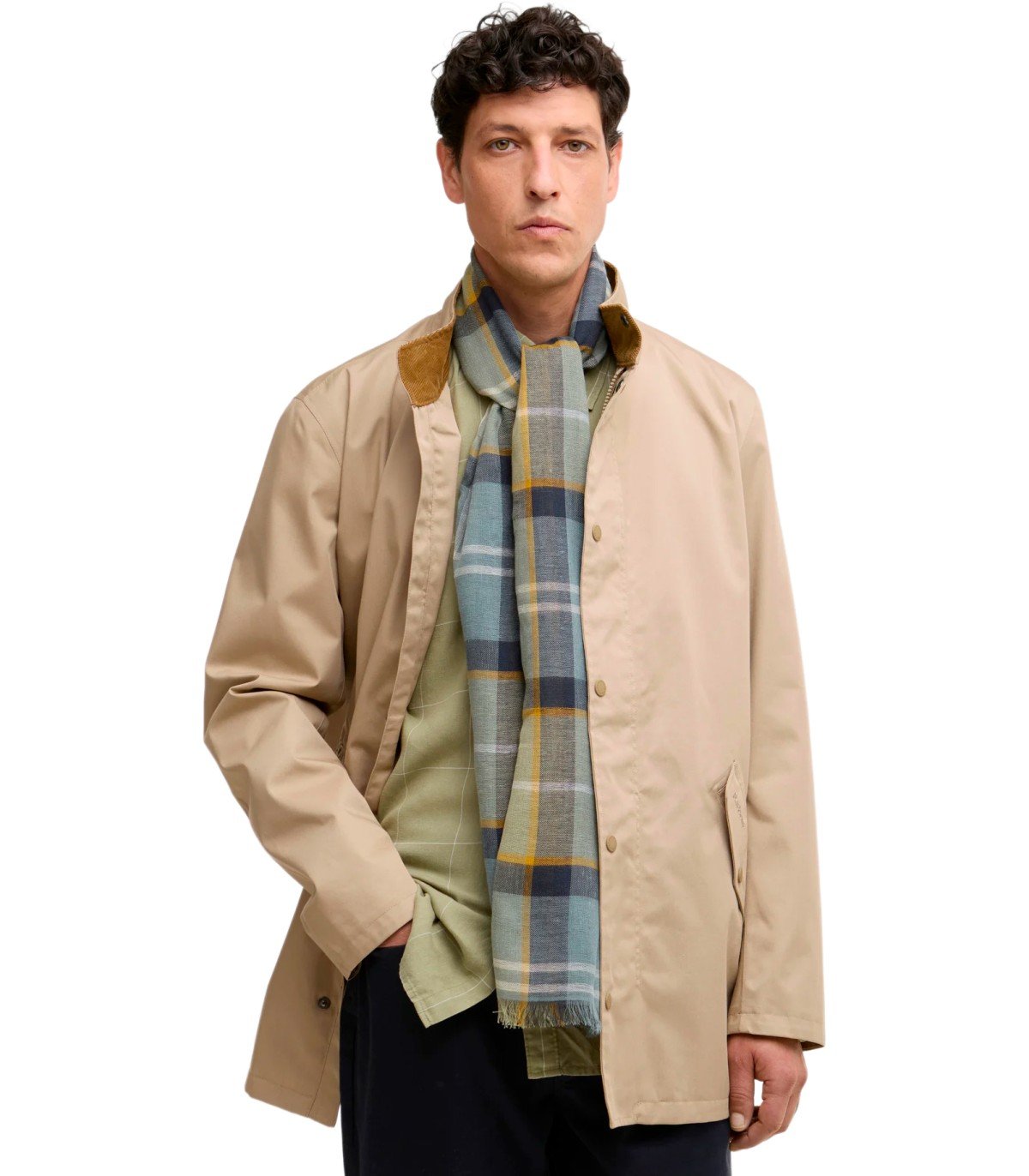 BARBOUR WELTON GROEN EN BLAUW SJAAL