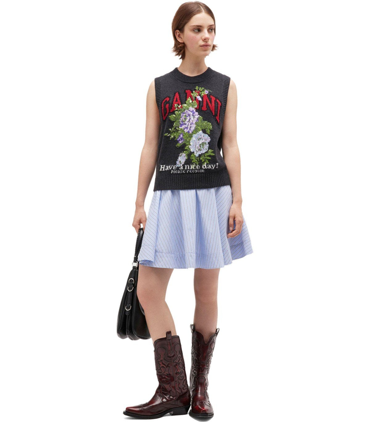 GANNI FLOWERS GREY VEST