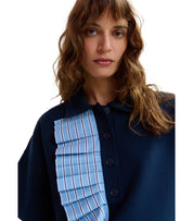 ESSENTIEL ANTWERP JUMBLE NAVY BLUE POLO SHIRT