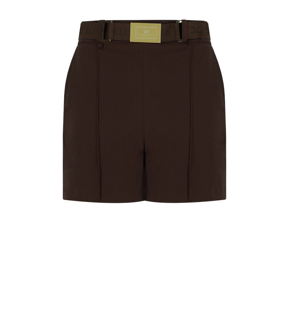 ELISABETTA FRANCHI BROWN BELTED SHORTS