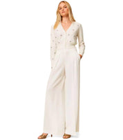 TWINSET WHITE CROPPED CARDIGAN