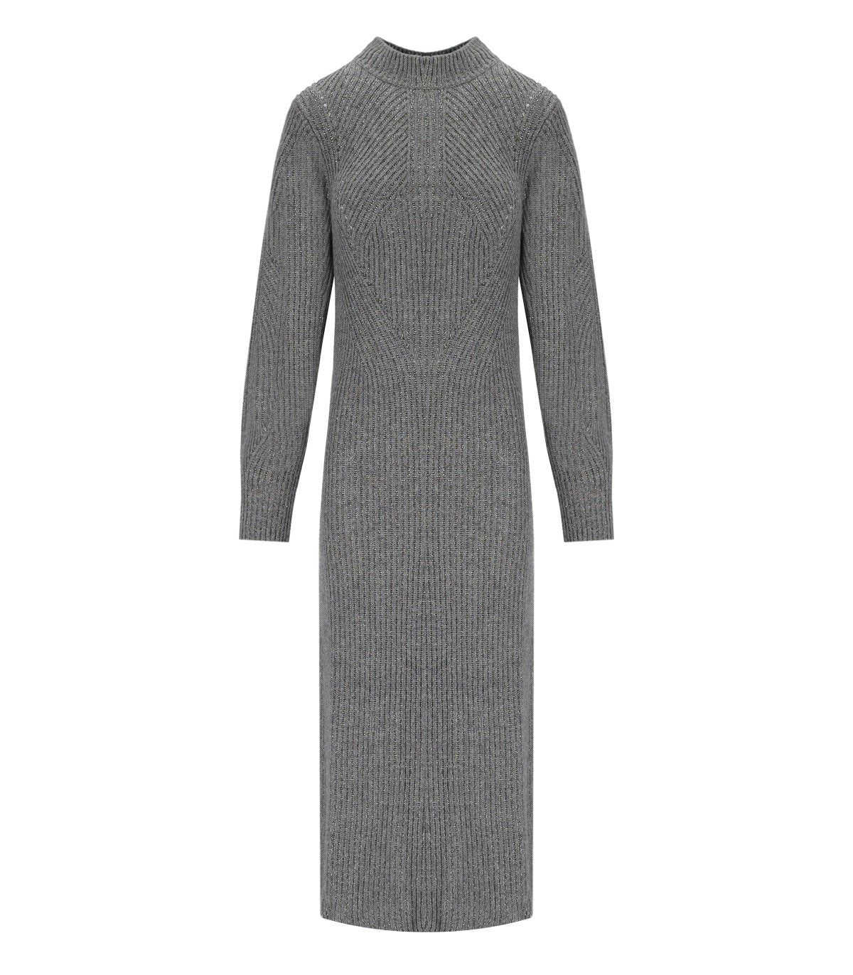 TWINSET GREY KNITTED MIDI DRESS