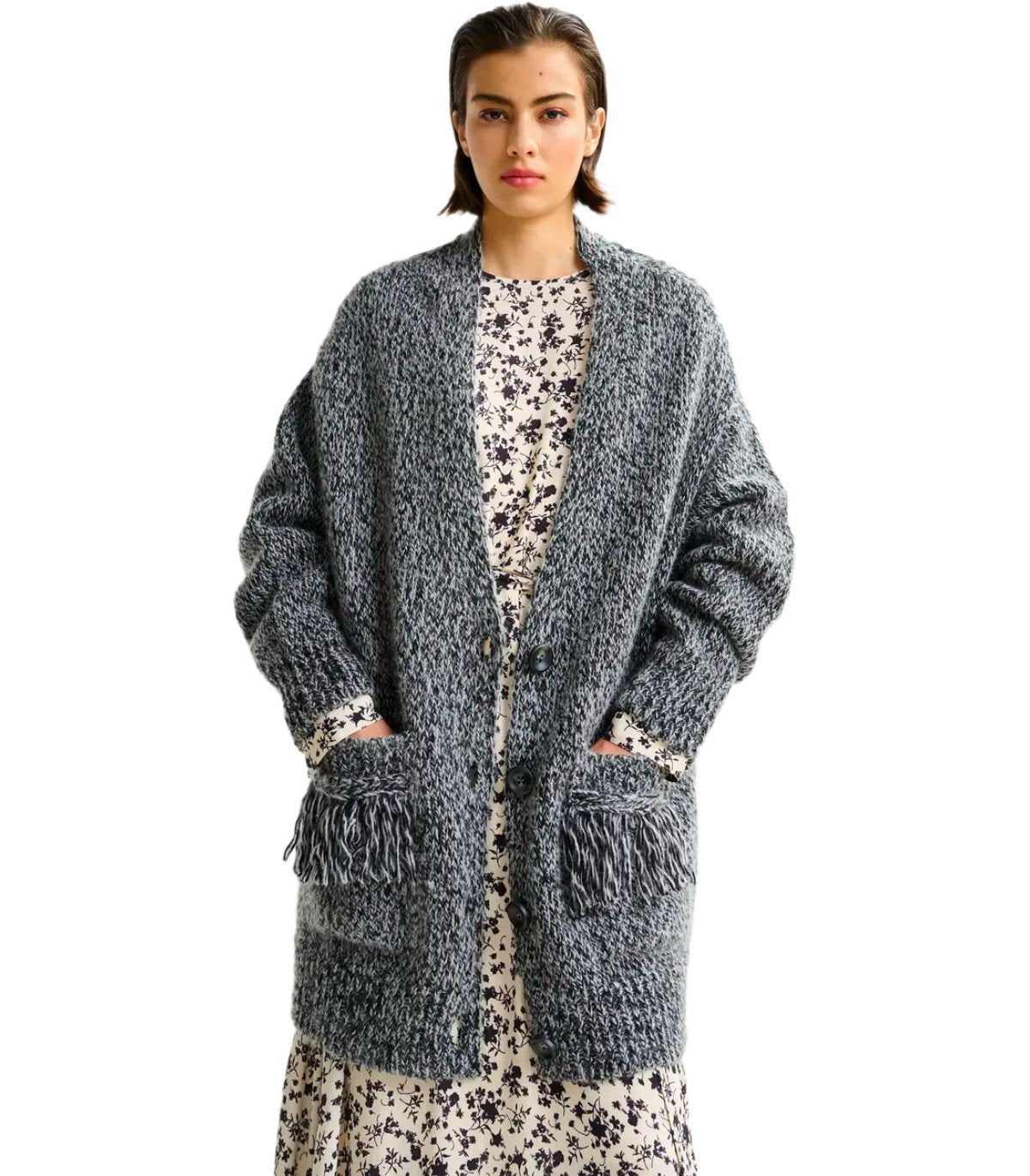 ESSENTIEL ANTWERP INLACE BLACK CARDIGAN