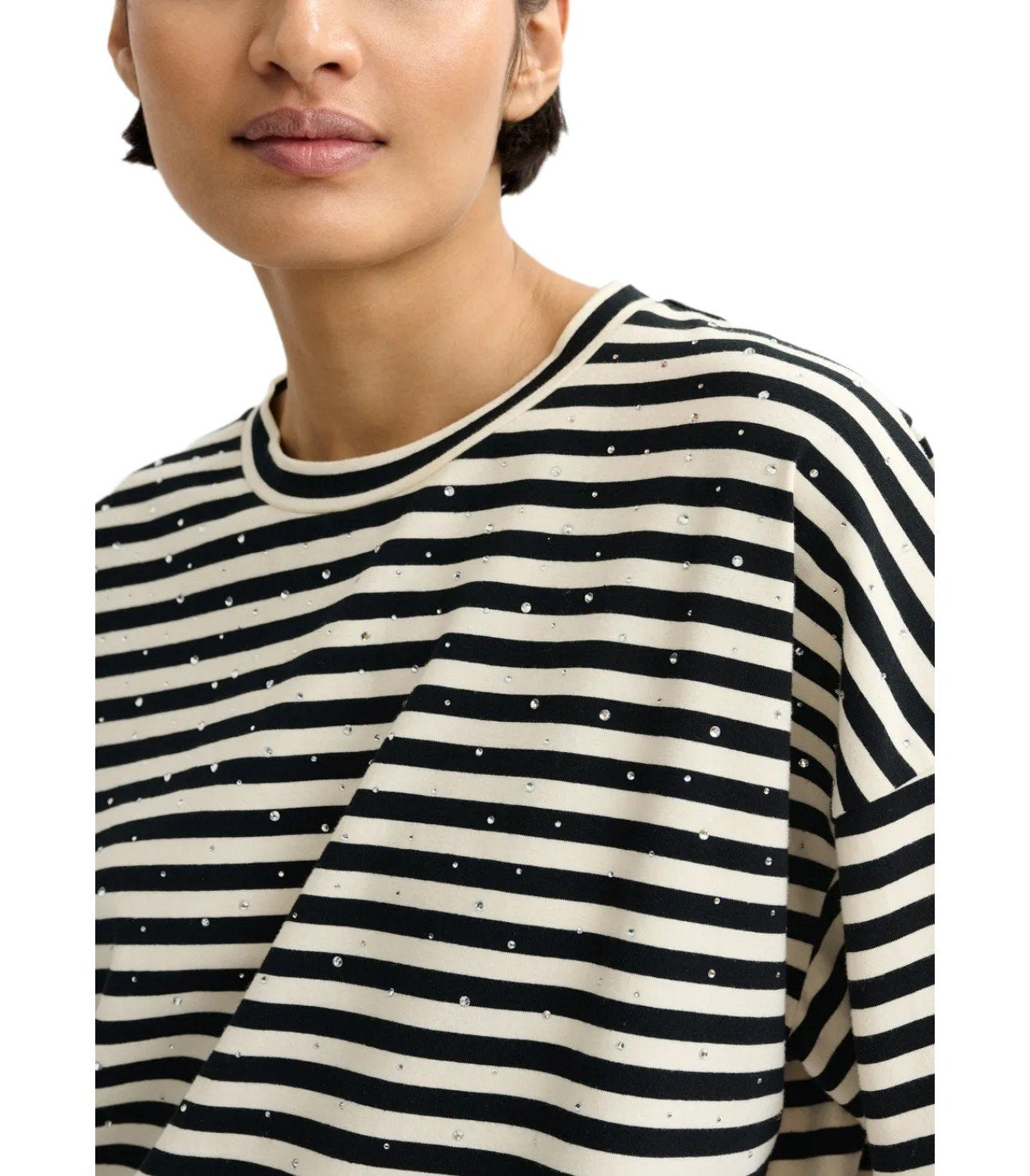 ESSENTIEL ANTWERP JOSTE WEISS GESTREIFTES T-SHIRT