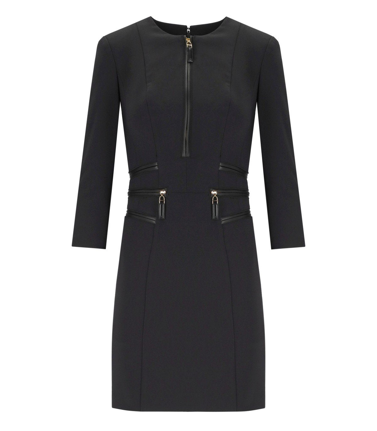 ELISABETTA FRANCHI BLACK ZIPPED DRESS