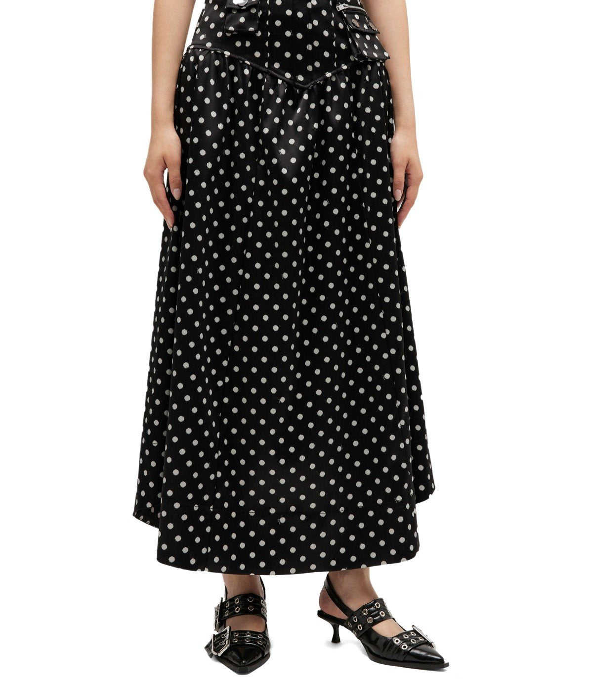 GANNI BLACK POLKA-DOT SKIRT