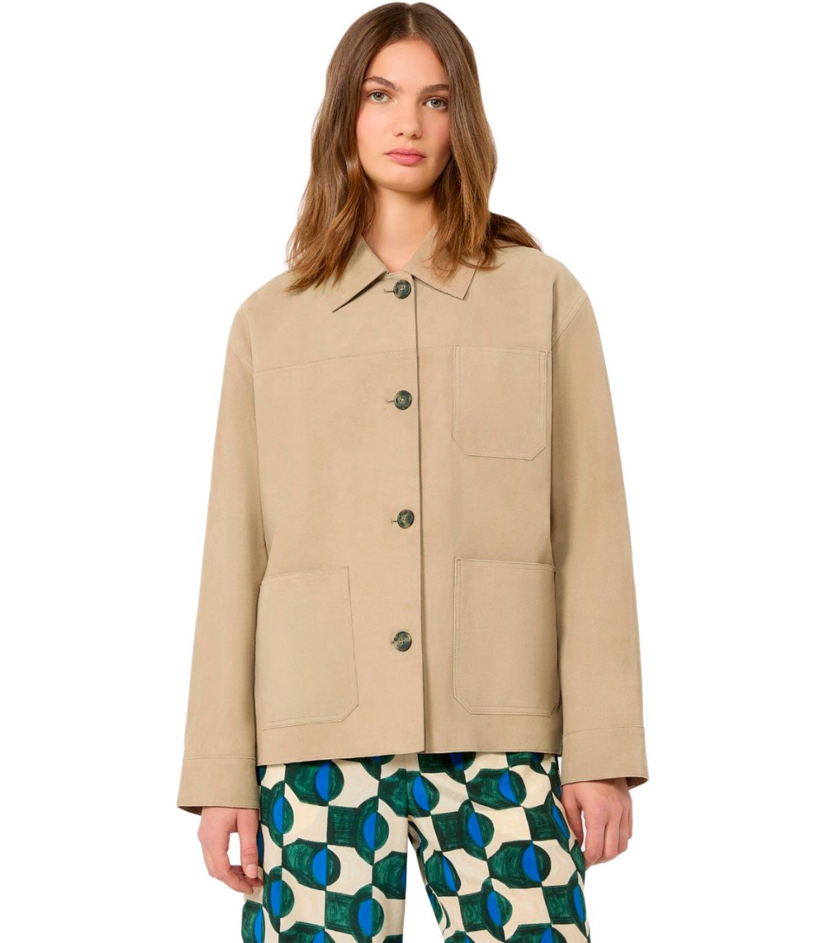 GIACCA PELLE GHIERA BEIGE MAX MARA WEEKEND 